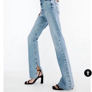 z1975 zara slim straight slit jeans